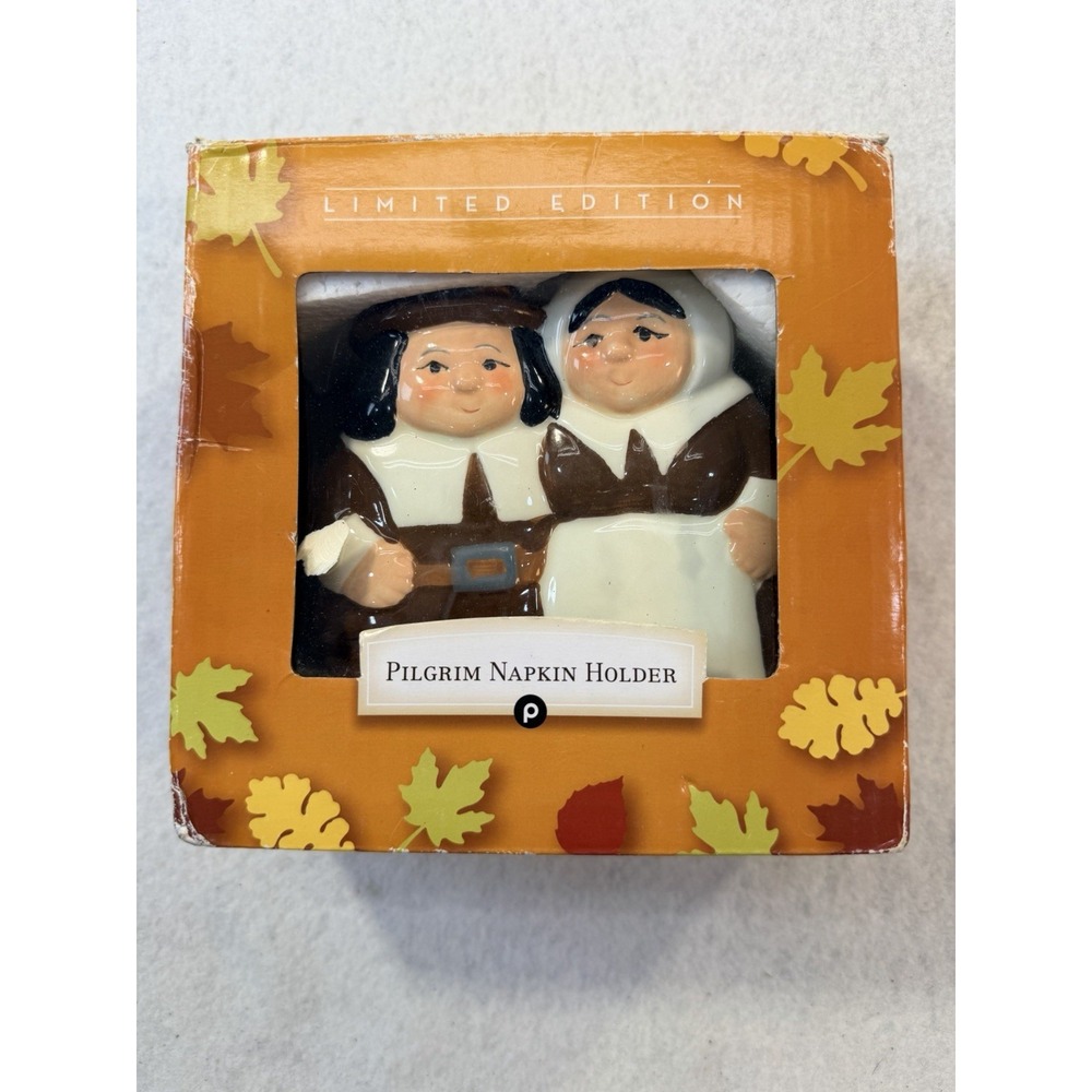 2018 Publix Pilgrim Pair Ceramic Napkin Holder w box Limited Edition